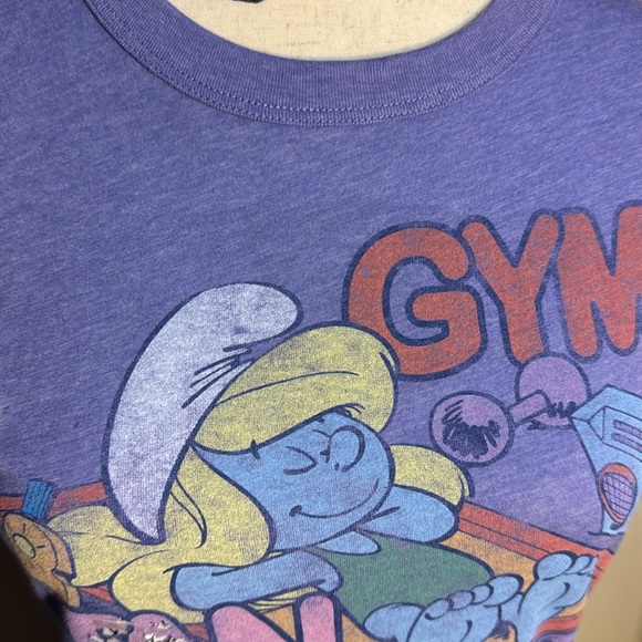 JUNK FOOD SMURFS SMURFETTE GYM TAN SMURF JERSEY SHORE STYLE T-SHIRT SIZE XL NEW - Picture 14 of 16